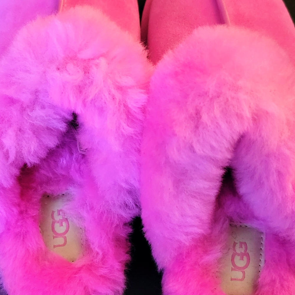 UGG Vibrant Pink Fluffy Slippers